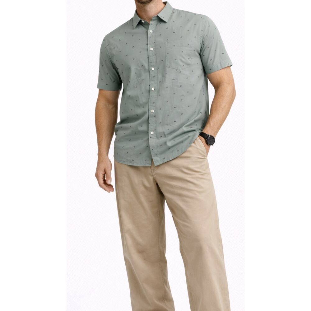 Sonoma Standard Fit Geometric Button-Up Shirt Green Men's XL